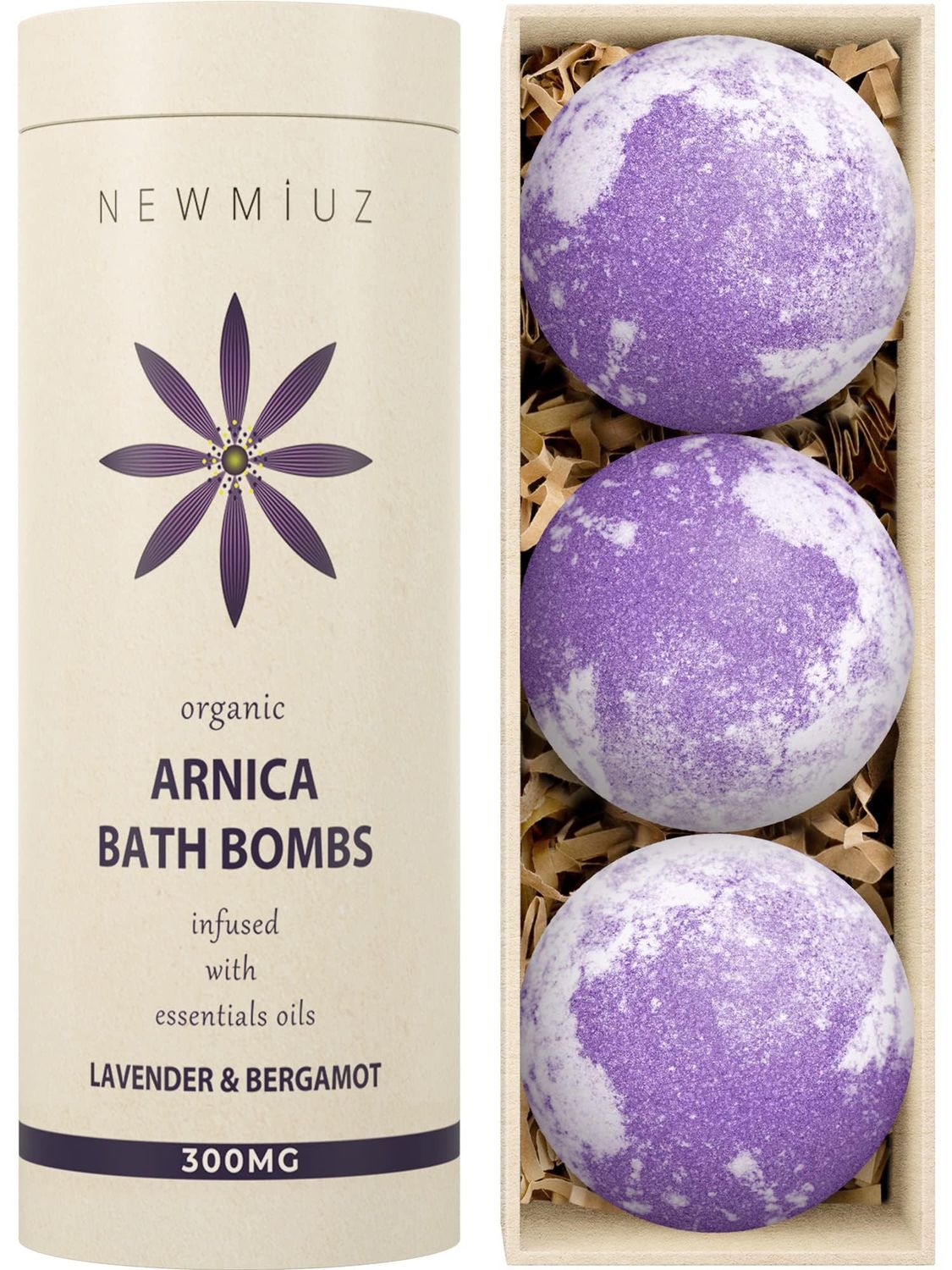 Arnica Bubble Bath Bombs Infused Lavender &amp; Bergamot - Essential Luxurious Mega Foaming Bath bombs Additives for Dry Skin Nourishment Moisturizing - Blissful Bathing Experience Christmas Birthday Gift