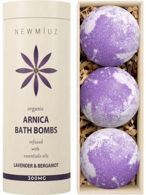 Arnica Bubble Bath Bombs Infused Lavender &amp; Bergamot - Essential Luxurious Mega Foaming Bath bombs Additives for Dry Skin Nourishment Moisturizing - Blissful Bathing Experience Christmas Birthday Gift