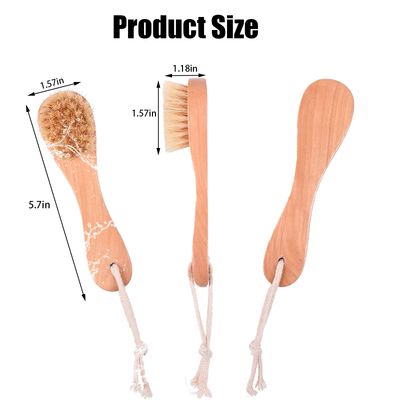 6 Pcs Face Exfoliator Brush Dry Brush Natural Bristles Wooden Face Cleaning Brush, Facial Cleansing Brush Face Wash Scrub Exfoliator Brush for Face Care