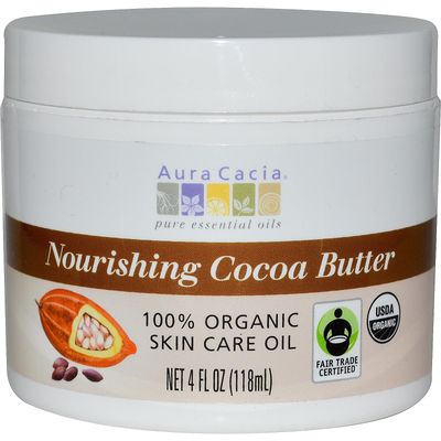 Aura Cacia Certified Organic Nourishing Cocoa Butter, Fair Trade Certified | 4 fl. oz.