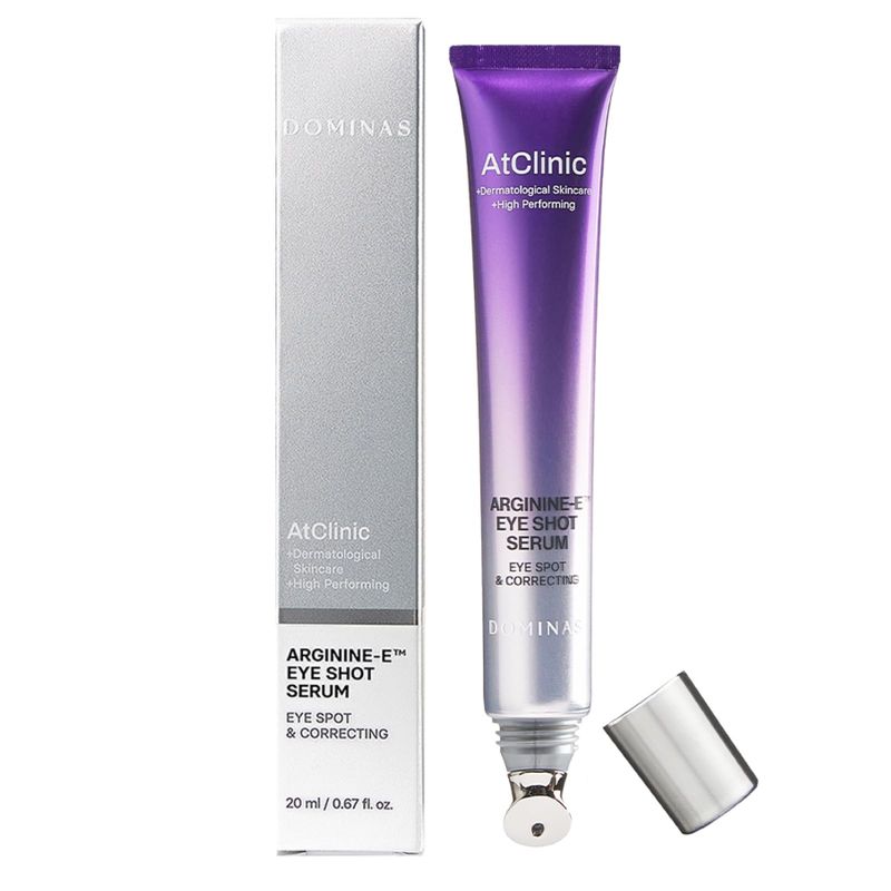 DOMINAS Atclinic Arginine-e Caffeine Eye Serum (0.67fl oz) - Korean Skincare Eye Cream for Dark Circles, Puffiness, and Wrinkles with Guasha Applicator. Niacinamide