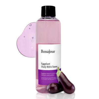 [BONAJOUR] Vegan Eggplant Daily BHA Exfoliant Toner, Salicylic Acid Gentle Exfoliating &amp; for Acne Prone Skin Treatment Toner 7.2 fl. oz