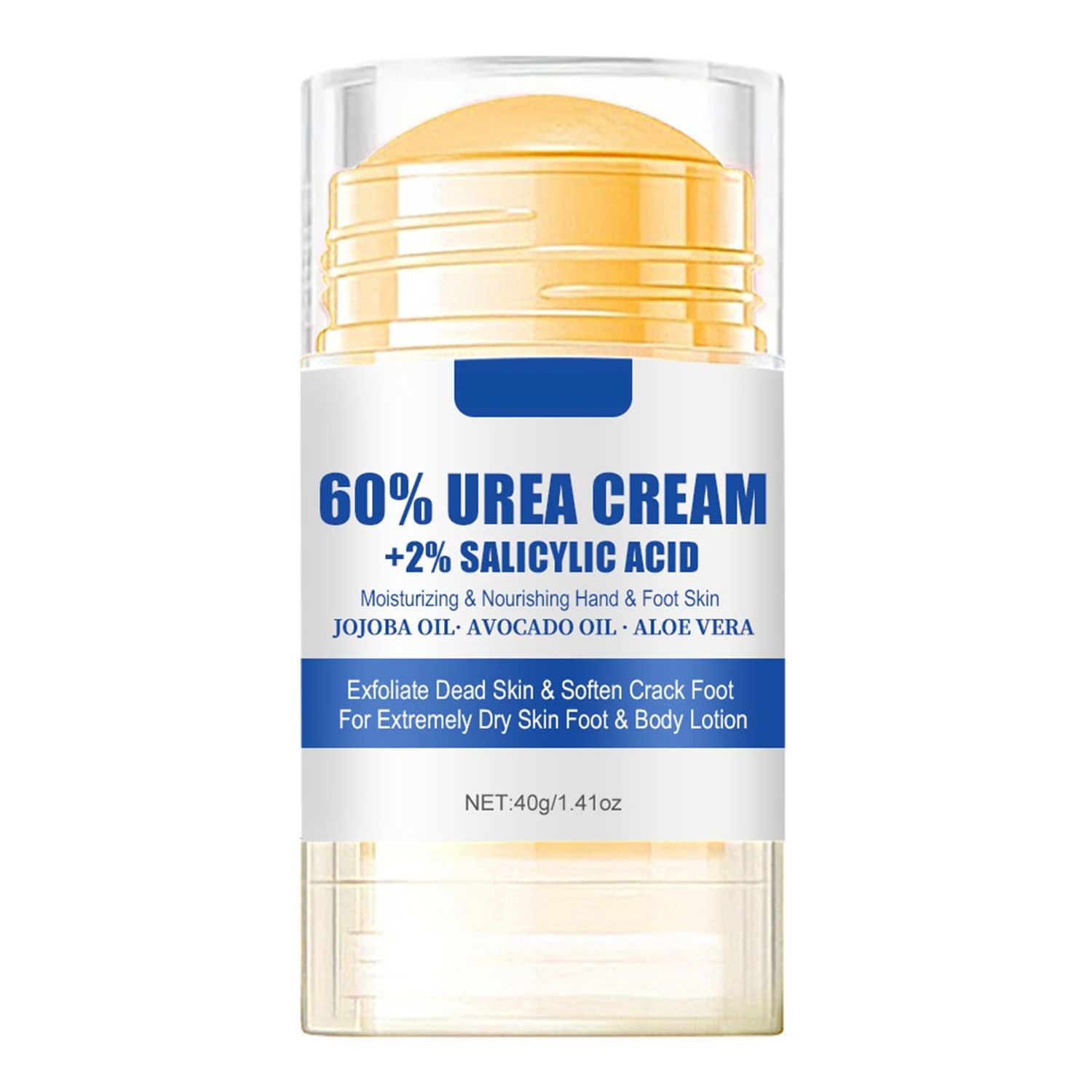 60% Urea plus 2% Salicylic Acid Foot Cream Moisturizer for Dry Cracked Feet Knees Elbows Hands Hydrates &amp;Nourish Foot Care for Softens Skin Exfoliates Dead Skin Smoothing Skin Women and Men 1.41oz