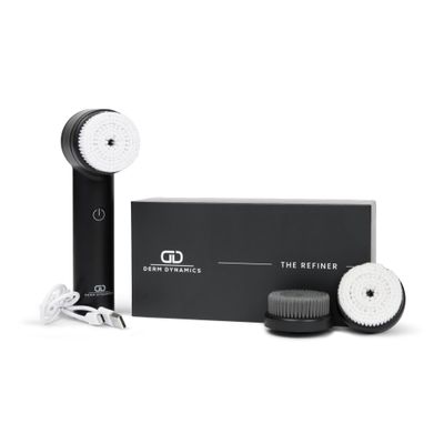 DERM DYNAMICS Facial Cleansing Brush (Daily Clean &amp; Deep Exfoliation Modes) - 3 Brush Heads - IPX7 Waterproof, USB Rechargeable Device - Ideal for All Skin Types, Men and Women - Black