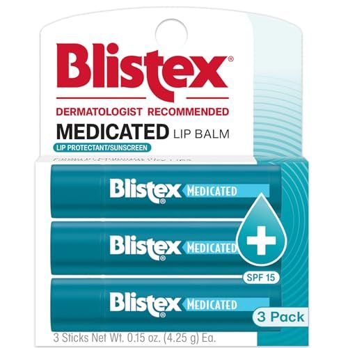 Blistex Medicated Lip Balm, 0.15 Ounce, 3 Count (Pack of 1) Prevent Dryness &amp; Chapping, SPF 15 Sun Protection, Seals in Moisture, Hydrating Lip Balm, Easy Glide Formula for Full Coverage
