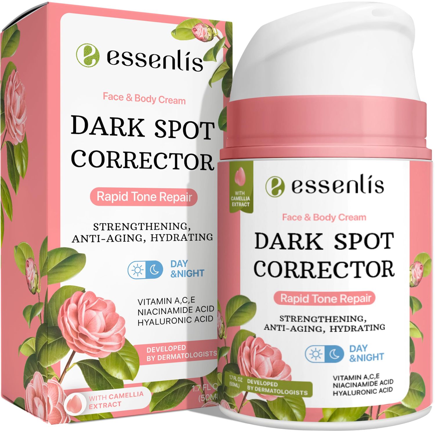 ESSENLIS Dark Spot Remover for Face, Body, Underarms, Armpit, Knees, Elbows, Sensitive Area, Promotes Anti-Aging Effect, Dark Spot Corrector for Women and Men