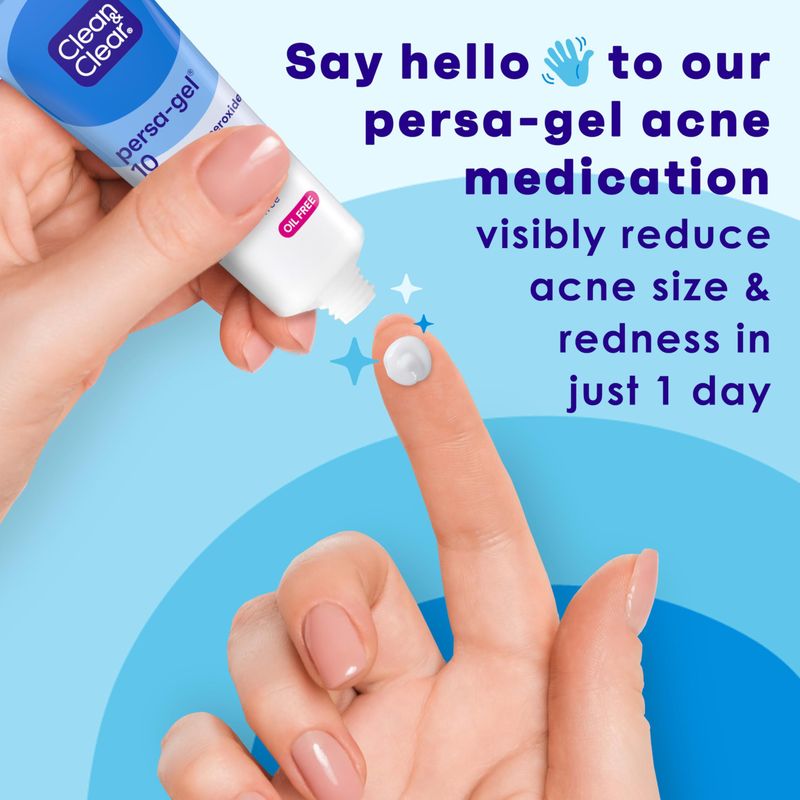 Clean &amp; Clear Persa-Gel 10 Oil-Free Acne Spot Treatment with Maximum Strength 10% Benzoyl Peroxide, Topical Pimple Cream &amp; Acne Gel Medication for Face Acne, Fragrance-Free, 1 fl. oz, 4 Pack