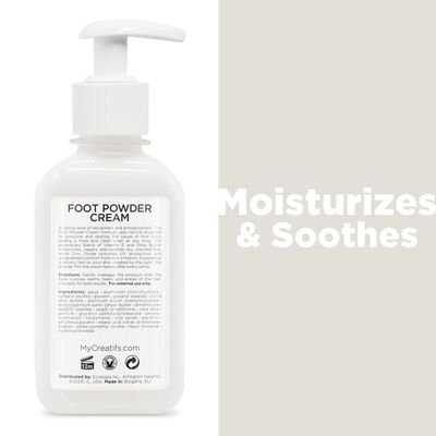 Cosmtiques Cratifs Foot Powder Cream for Dry Cracked Heels, Odor Control, and Intense Skin Hydration, 8.5 fl. oz., with Shea Butter and Vitamin E
