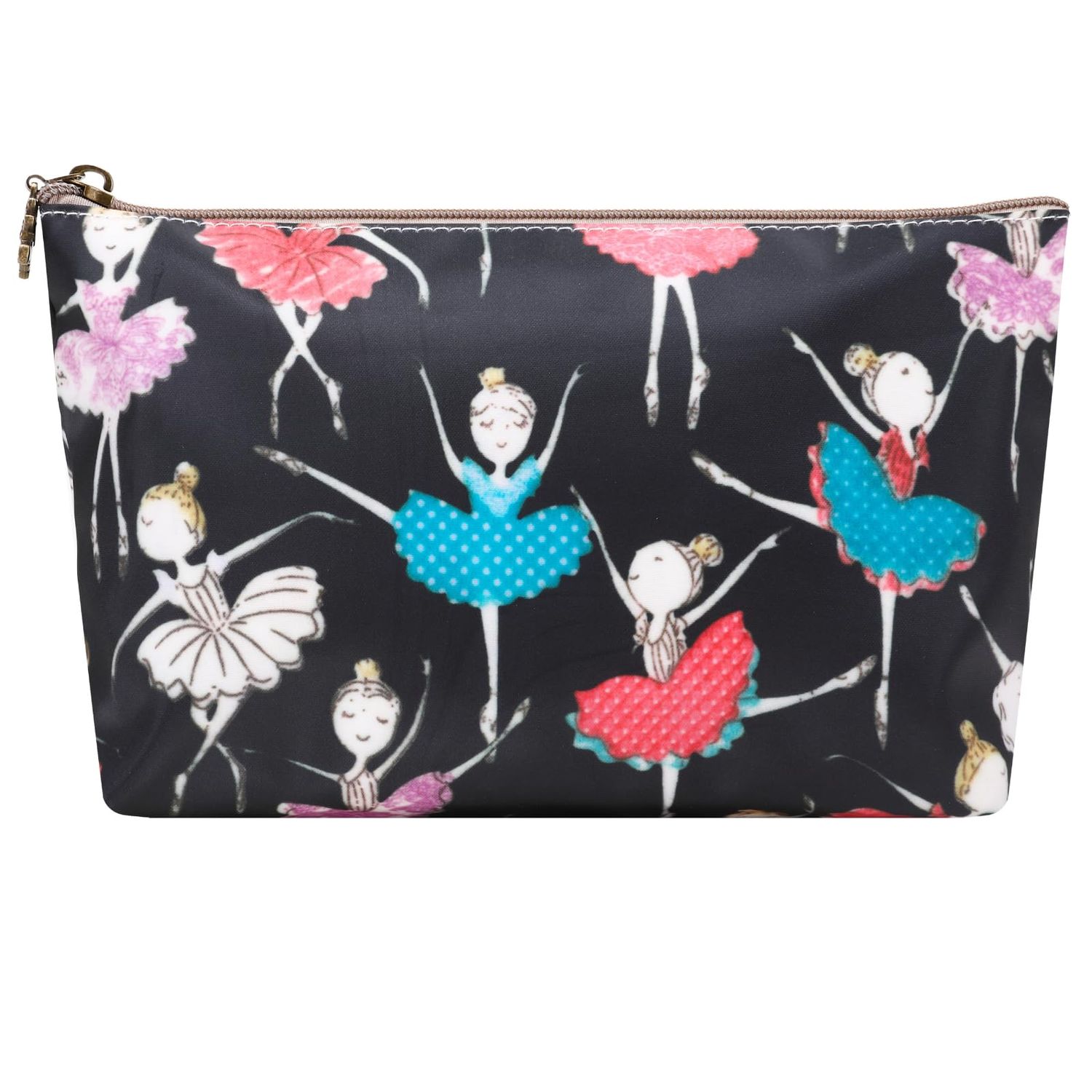 FADBBW Ballet Girl Makeup Bags Large Capacity Waterproof Cosmetic Bag Double Zipper Skincare Bag Dance Gifts for Girls