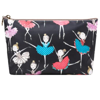 FADBBW Ballet Girl Makeup Bags Large Capacity Waterproof Cosmetic Bag Double Zipper Skincare Bag Dance Gifts for Girls