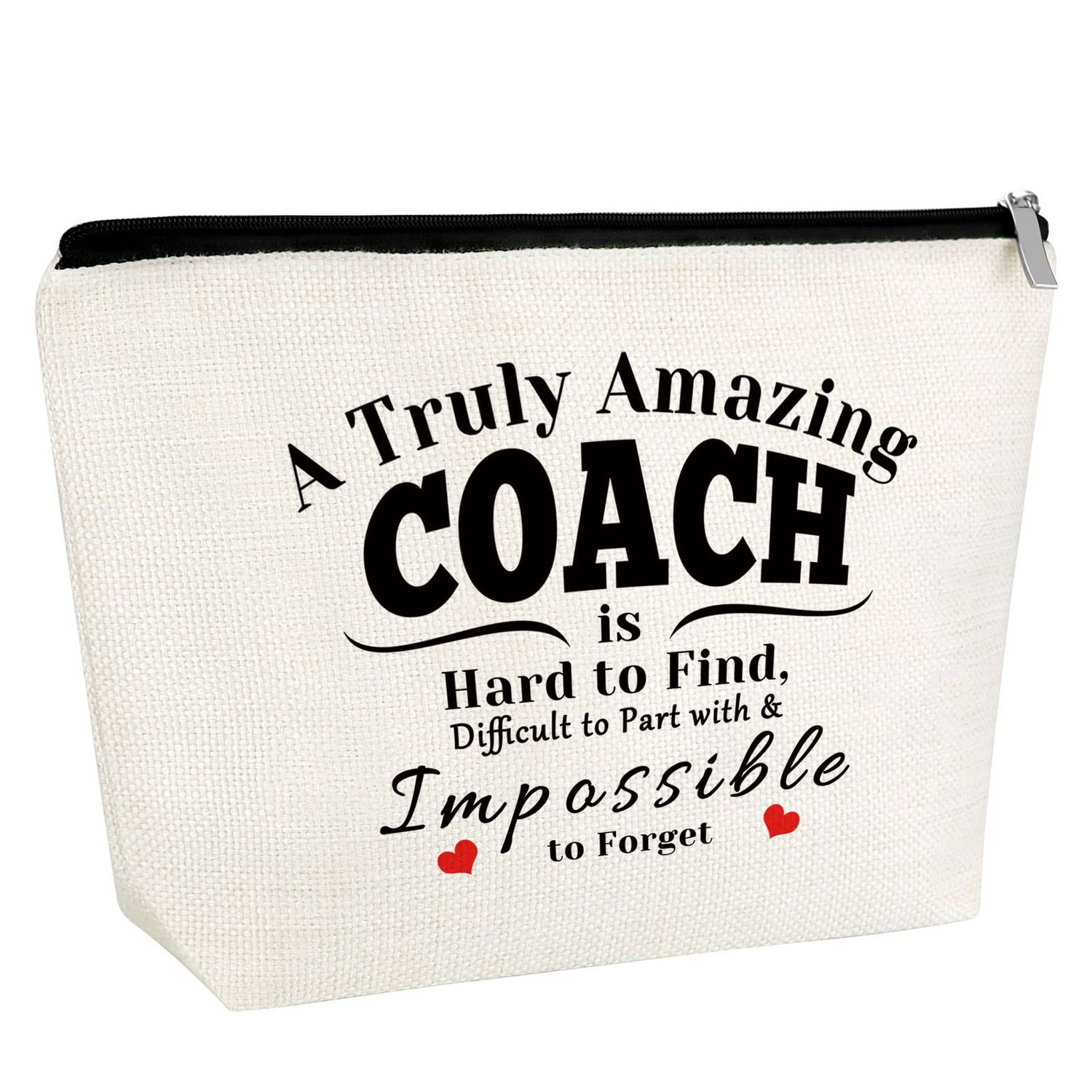Coach Gift Thank You Gift for Women Coach Makeup Bag Christmas Gift for Soccer Softball Baseball Basketball Volleyball Swim Dive Gym Coach Teacher Cosmetic Bag End of Season Team Mom Gift Zipper Bag