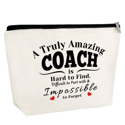 Coach Gift Thank You Gift for Women Coach Makeup Bag Christmas Gift for Soccer Softball Baseball Basketball Volleyball Swim Dive Gym Coach Teacher Cosmetic Bag End of Season Team Mom Gift Zipper Bag