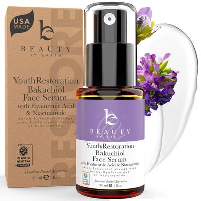 Bakuchiol Face Serum - USA Made with Natural &amp; Organic Ingredients, Plant Based Retinol Alternative for Sensitive Skin, Smoothes Wrinkles &amp; Fine Lines, Anti Aging Serum for Face, Skin Care Serum