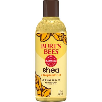 Burt&#39;s Bees Shea + Tropical Fruit Luminous Body Oil, Non-Greasy, Antioxidant Rich for Glowing Skin, Non-Irritating, Natural Origin Skin Care, 8 oz.