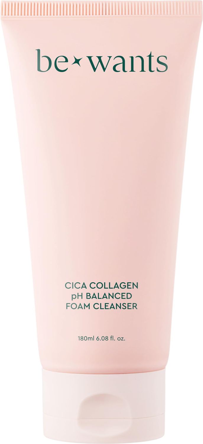 BE+WANTS [K-Beauty] Bewants Centella Asiantica Collagen Foaming Cleanser pH balanced, 6.09 fl. oz., gentle daily facial cleanser for sensitive skin with Centella Asiantica (32%)