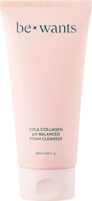 BE+WANTS [K-Beauty] Bewants Centella Asiantica Collagen Foaming Cleanser pH balanced, 6.09 fl. oz., gentle daily facial cleanser for sensitive skin with Centella Asiantica (32%)