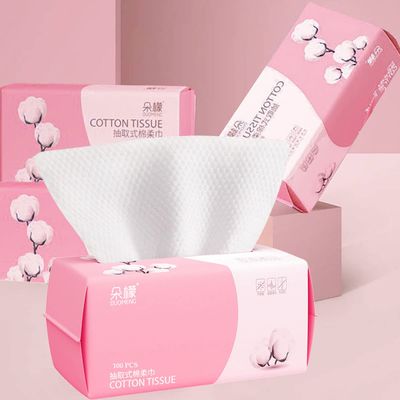 Disposable Face Towel 100 Count for Washing Soft Cotton Dry Wipes Facial Cloths Towelettes for Washing and Drying, Facial Tissue for Cleansing, Skincare and Makeup Remover (4 Pack)