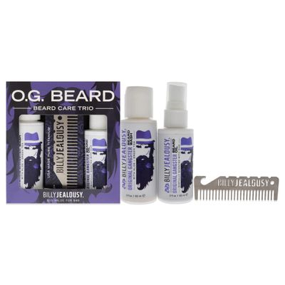 Billy Jealousy Original Gangster Beard Kit with Trave Size Beard Wash, Beard Oil and Titanium Keychain Comb to Cleanse, Stengthen &amp; Soften Facial Hair, Oud Wood Scent