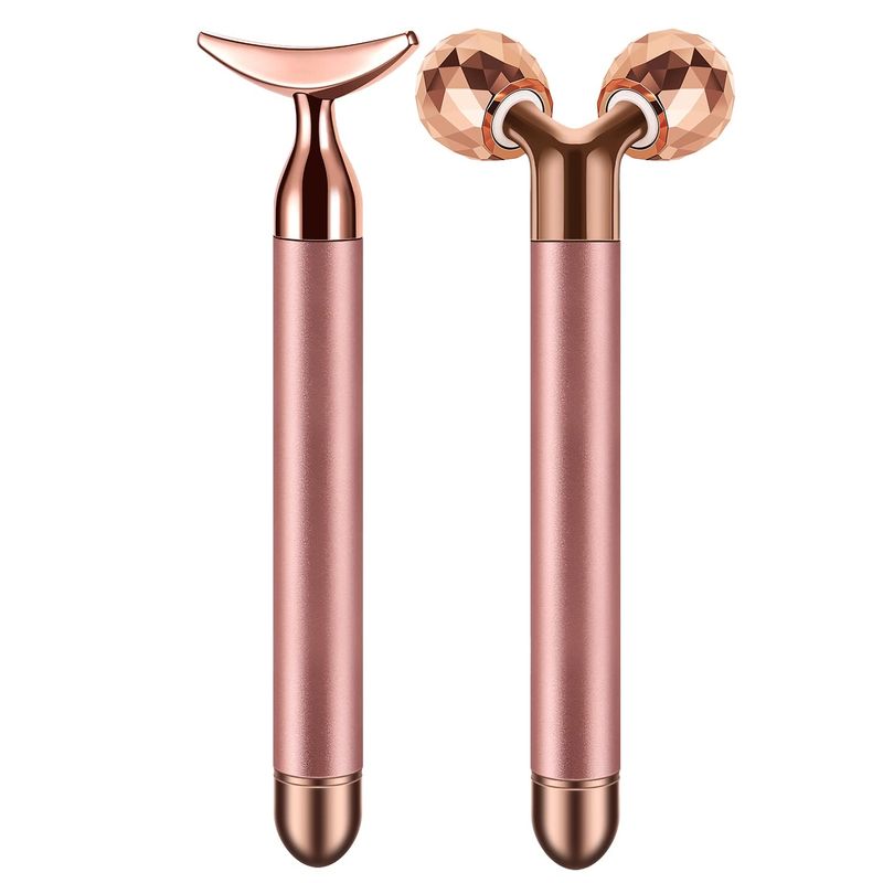 2-in-1 Face Massager Roller Electric Face Roller, 3D Roller and Crescent-Shape Face Massager Kit for Face Skin Care Tools