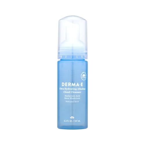 Derma E Ultra Hydrating Alkaline Cloud Cleanser - Gentle Foaming Face Wash with Hyaluronic Acid - Vegan Daily Facial Cleansing, 5.3 Oz