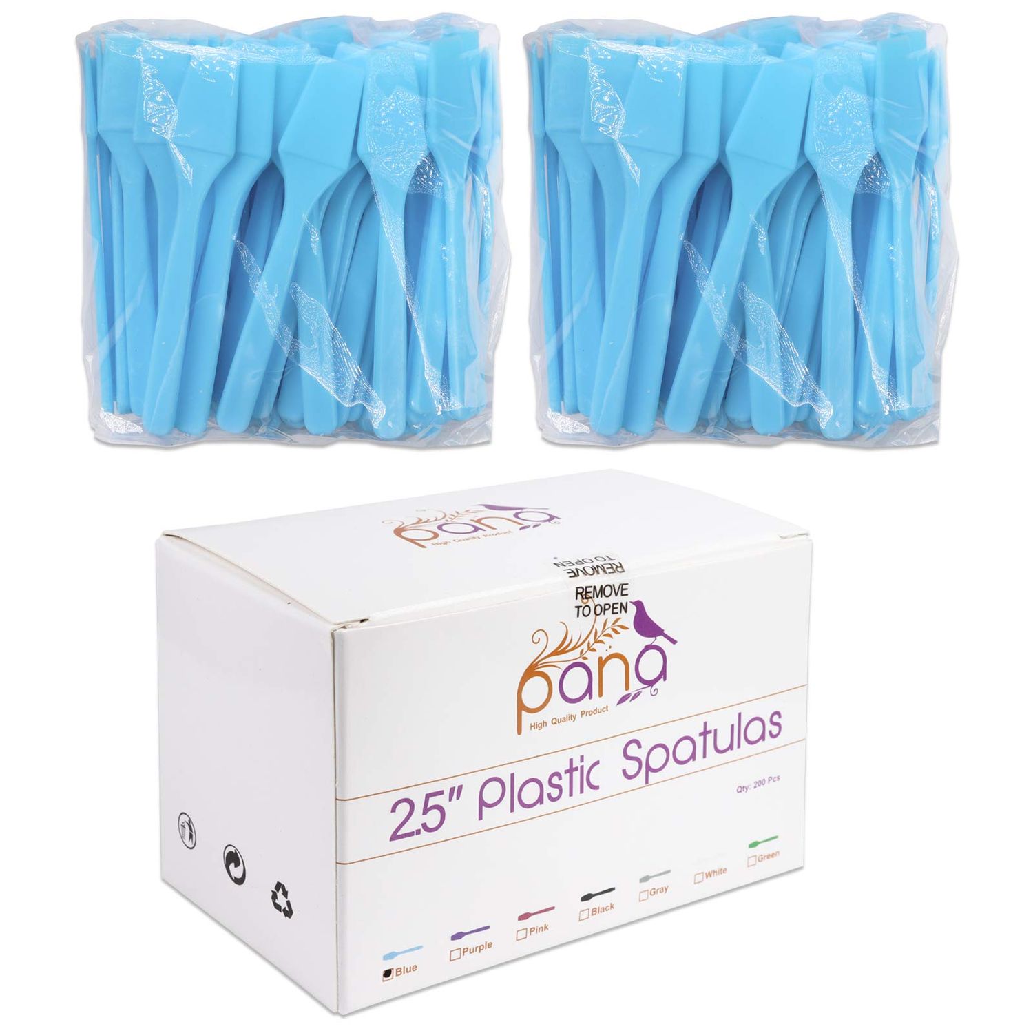 200pcs PANA Cosmetic Make Up Disposable Plastic 2.5&quot; Spatulas Skin Care Facial Cream Mask Spatula (BLUE-200 Pieces in a Box)