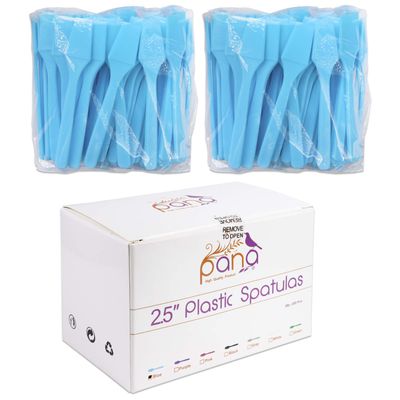 200pcs PANA Cosmetic Make Up Disposable Plastic 2.5&quot; Spatulas Skin Care Facial Cream Mask Spatula (BLUE-200 Pieces in a Box)