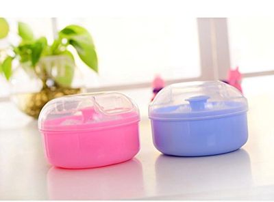 2PCS Pink Empty Plastic Puff Box with Powder Puff and Transparent Cover Baby Skin Care Talcum Powder Storage Holder Make-up Case Portable Refillable Container Jar Pot for Travel Daily Life