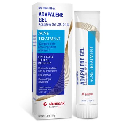 Glenmark Therapeutics Adapalene Gel 0.1% Acne Treatment, Topical Retinoid Cream For Face, Helps Clear and Prevent Acne and Clogged Pores, 45 Gram Tube
