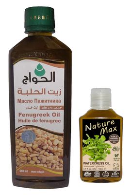 (17.64 oz / 500 ml) Fenugreek Oil (1.7 oz / 50 ml) Nature Max Watercress Oil Cold Pressed Essential Oils Natural Undiluted Pure for Hair Skin Care   +