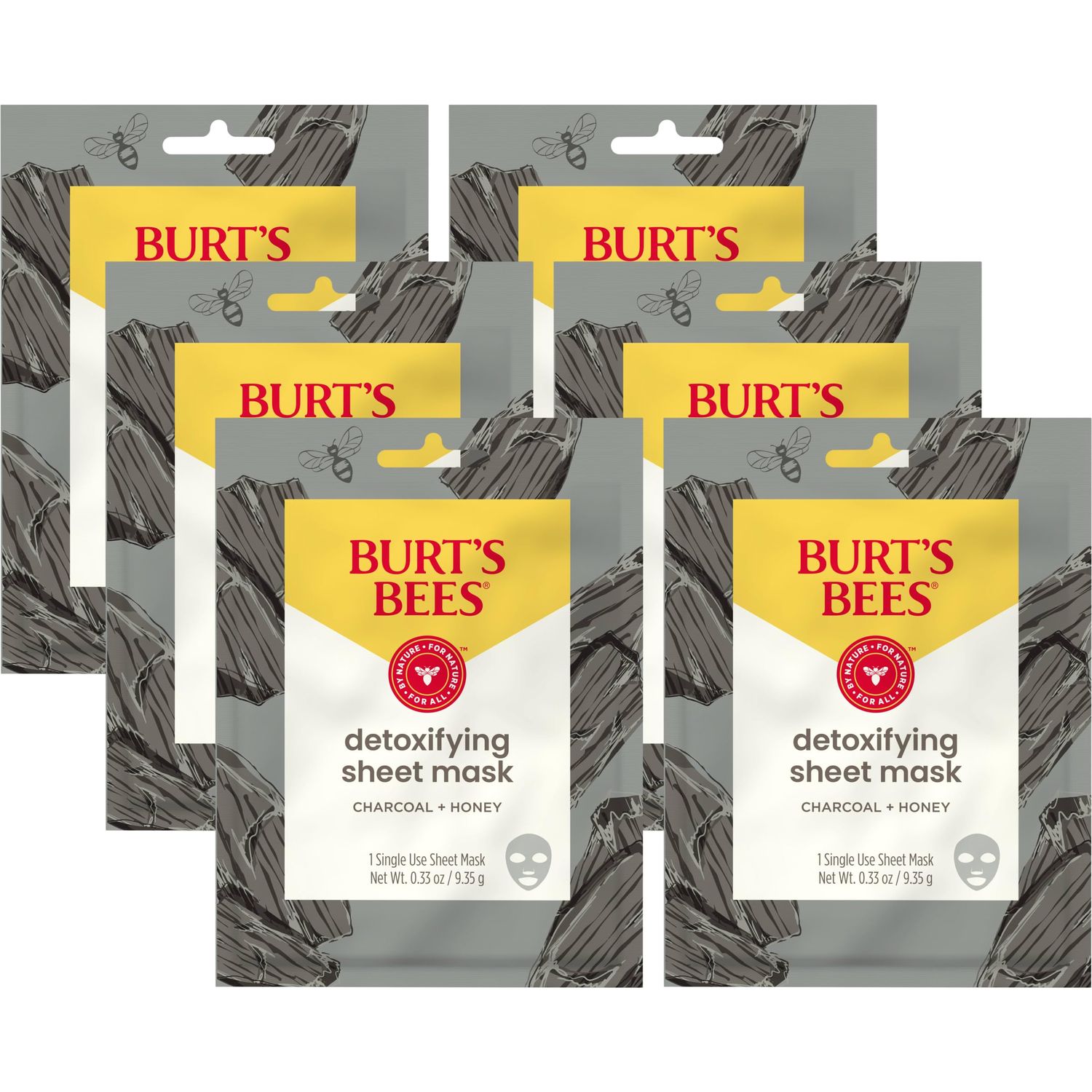 Burt&#39;s Bees Detoxifying Charcoal Facial Sheet Mask, Single Use Face Mask, 1 Count (Package May Vary)