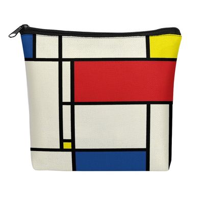 GlamLuxe Mondrian Minimalist De Stijl Modern Art Cosmetic Bag Makeup Bag Gifts for Women Girls Daughter Sister Bestie Graduation Birthday Christmas Nurse Mothers Day Travel Zipper Pouch