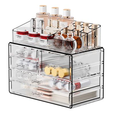 FBOTML Makeup Organizer Bathroom Organizers and Storage, Multi-Ply Acrylic Skincare Organizers, Ideal Makeup Organizer for Vanity or Dresser with Drawer (1 Top, 5 Drawers B)
