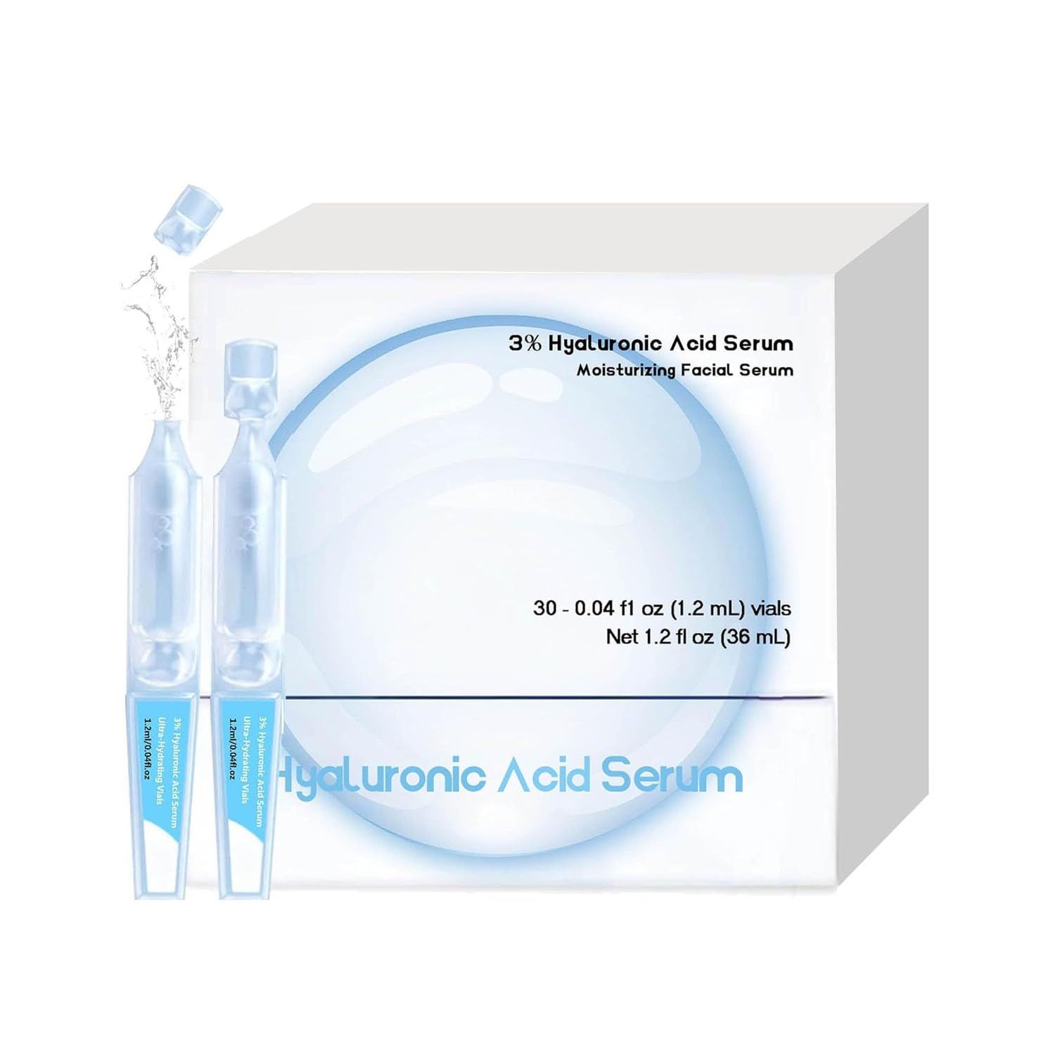 30pcs 3% Hyaluronic Acid Serum Ultra-Hydrating Vials, Hyaluronic Acid Tubes, Single-Use Hyaluronic Acid Tubes Vials, nature perfection hyaluronic acid