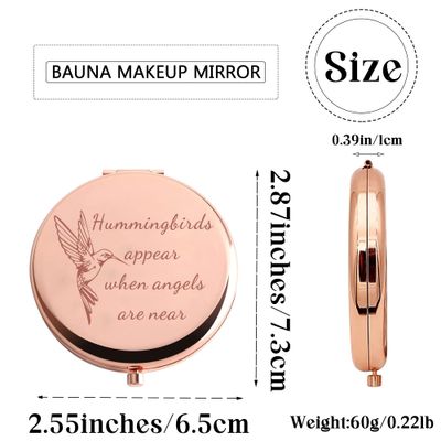 BAUNA Hummingbirds Makeup Mirror Hummingbirds Appear When Angels are Near Sympathy Pocket Mirror Memorial Gift for Her (Hummingbirds Makeup Mirror)