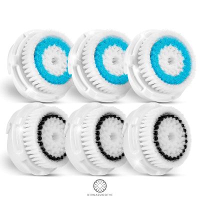 Dermatrue Compatible Facial Cleansing Brush Head Replacements 6 Pack | Fully Compatible | For Deep Pore Cleaning and Sensitive Skin
