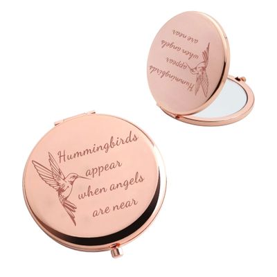 BAUNA Hummingbirds Makeup Mirror Hummingbirds Appear When Angels are Near Sympathy Pocket Mirror Memorial Gift for Her (Hummingbirds Makeup Mirror)