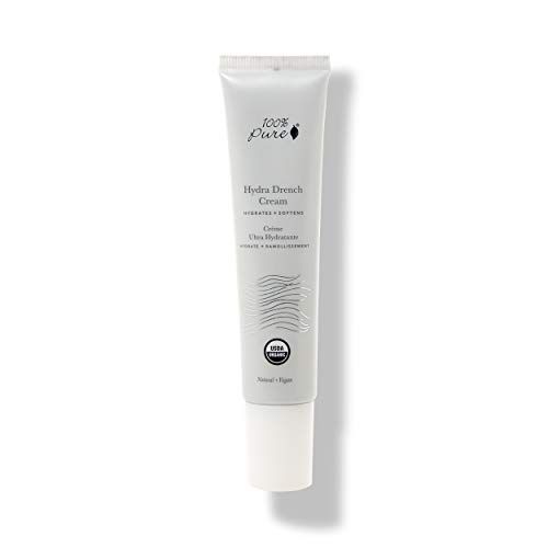 100% PURE Hydra Drench Cream, Daily Face Moisturizer with Hyaluronic Acid, Rose Water, Skin Care for All Skin Types, Natural Face Cream - 1.4 Fl Oz