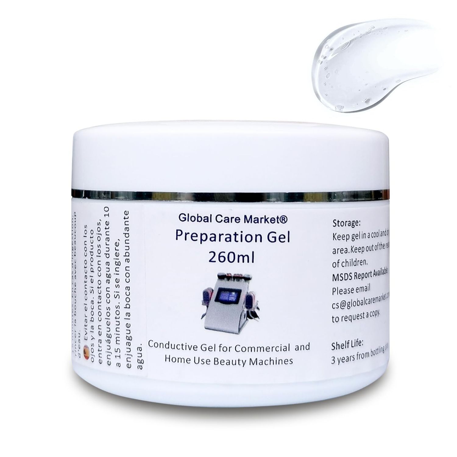 Global Care Market Preparation Gel - RF Conductive Gel with Hyaluronic Acid for Use With Radio Frequency Face and Body Machines, Skin Cooling Gel Primer for IPL Hair Removal Device