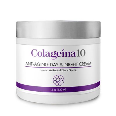 Colageina 10 Anti-Aging Day &amp; Night Cream - Reduce the Appearance of Fine Lines &amp; Wrinkles with Hydrolyzed Collagen and Hyaluronic Acid - 4 oz (120 ml)