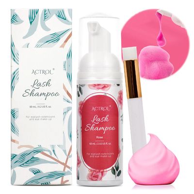 ACTROL Eyelash Extension Cleanser 60ML Colored Red Rose Lash Extension Shampoo Lavender Professional Eyelid Foaming Cleanser Paraben &amp; Sulfate Free Non-lrritating with Salon and Home Care