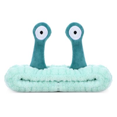Cute Snail Headband for Washing Face, Funny Spa Headbands for Women Cartoon Coral Fleece Elastic Skincare Headband Creative Hair Accessories for Washing Face Shower Beauty Skincare Makeup(Green)