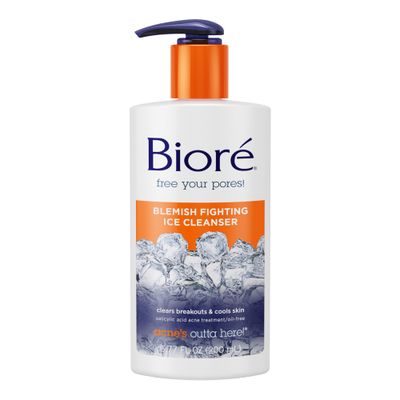 Biore Blemish Fighting Ice Cleanser Face Wash with Salicylic Acid, Clears and Helps Prevent Acne Breakouts, Cools &amp; Refreshes Skin, Oil Free, 6.77 Oz