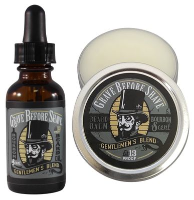 GRAVE BEFORE SHAVE Gentlemen&#39;s Blend Beard Pack (Bourbon/Sandal wood Scent)