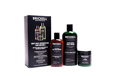 Brickell Men&#39;s Daily Advanced Face Care Routine II, Activated Charcoal Facial Cleanser, Face Scrub, Face Moisturizer Lotion, Natural and Organic, Scented