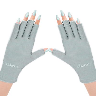 AIRSEE UV Gloves for Nail Lamp,Professional UPF50+ UV Protection Gloves for Manicures Nail Art,Fingerless Gloves That Shield Skin from The Sun and Nail Lamp (Mint Green)
