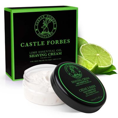 Castle Forbes Lime Shaving Cream For Men, 6.8 fl.oz. | Moisturizing Smooth Shave Lather w/ Essential Oils | Protects All Skin Types From Razor Burn &amp; Irritation | Luxury Grooming &amp; Beard Care