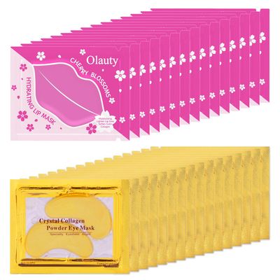 Eakroo 30 Pairs Lip Mask &amp; Under Eye Mask, Crystal Collagen Eye Patches for Puffy Eyes, Effectively Nourishes the Lip &amp; Eye Skin, Reducing Fine Lines &amp; Dark Circle, Make Skin Smooth and Firm (Set A)