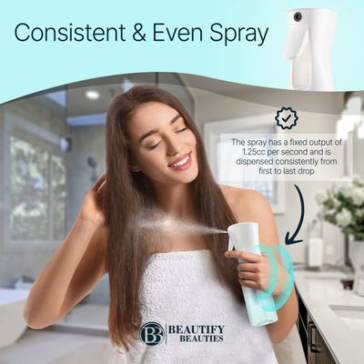 BeautifyBeauties Hair Spray Bottle - Ultra Fine Continuous Water Mister for Hairstyling, Cleaning, Plants, Misting &amp; Skin Care (Clear, 6.8 Ounces)