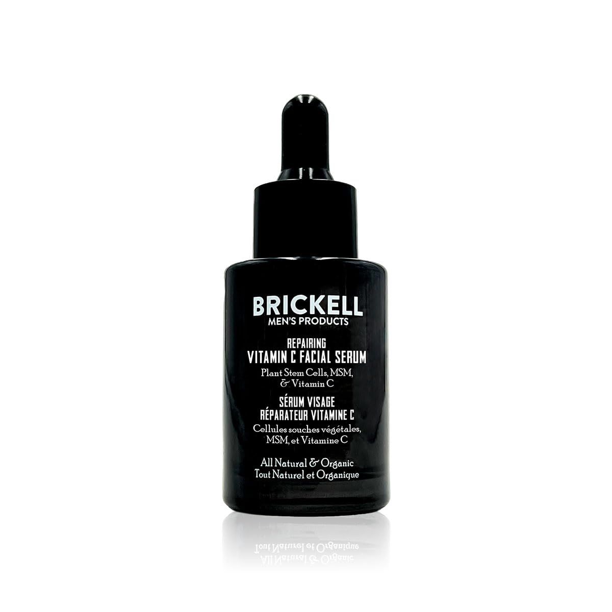 Brickell Men&#39;s Anti Aging Vitamin C Serum For Face, Repairing Night Face Serum for Men, Natural and Organic Hyaluronic Acid Serum For Face to Diminish Wrinkles and Reduce Redness, 1 Ounce, Scented