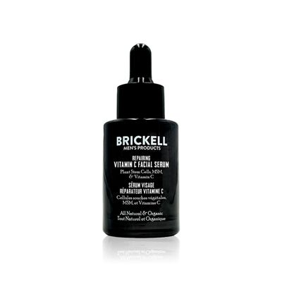 Brickell Men&#39;s Anti Aging Vitamin C Serum For Face, Repairing Night Face Serum for Men, Natural and Organic Hyaluronic Acid Serum For Face to Diminish Wrinkles and Reduce Redness, 1 Ounce, Scented
